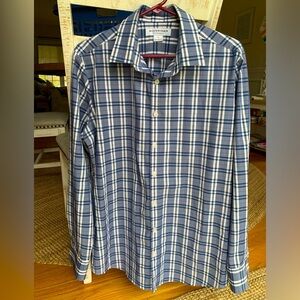 Mizzen + Main Men’s Monaco Dress Shirt Size L Blue Plaid Like new!